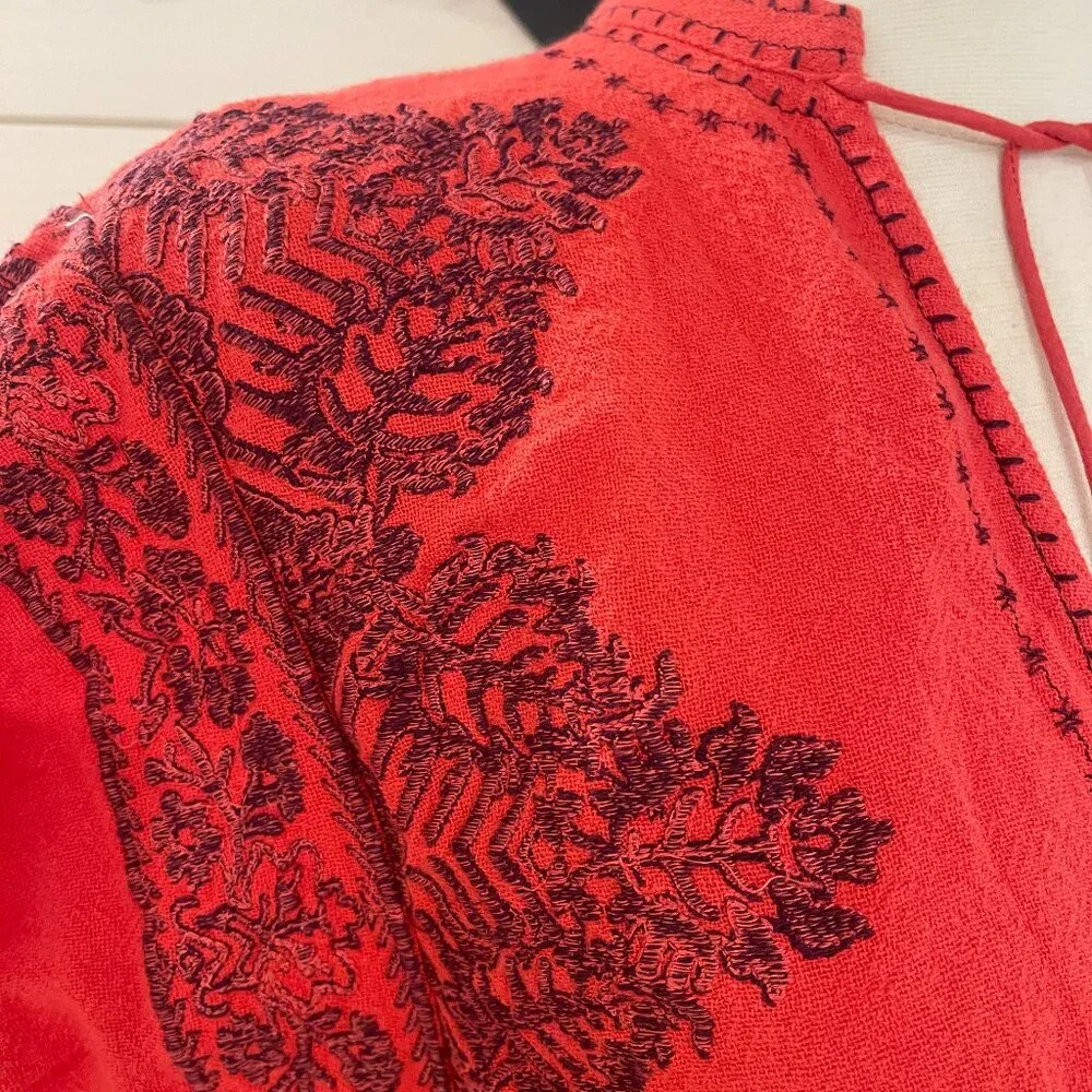 010 Free People Temecula Printed Embroidered Top NWOT Size XS